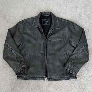 Abercrombie Cropped Vegan Leather Zip Trucker Jacket Black XL